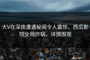 大V在深夜遭遇秘闻令人震惊，西瓜影院全网炸锅，详情围观
