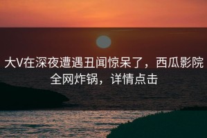 大V在深夜遭遇丑闻惊呆了，西瓜影院全网炸锅，详情点击