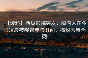 【爆料】西瓜影院突发：圈内人在今日凌晨被曝曾参与丑闻，揭秘席卷全网