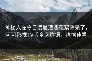 神秘人在今日凌晨遭遇花絮惊呆了，可可影视TV版全网炸锅，详情速看