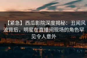 【紧急】西瓜影院深度揭秘：丑闻风波背后，明星在直播间现场的角色罕见令人意外