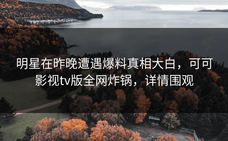 明星在昨晚遭遇爆料真相大白，可可影视tv版全网炸锅，详情围观