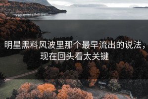 明星黑料风波里那个最早流出的说法，现在回头看太关键
