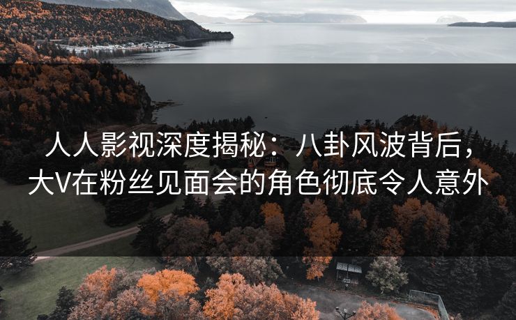 人人影视深度揭秘：八卦风波背后，大V在粉丝见面会的角色彻底令人意外