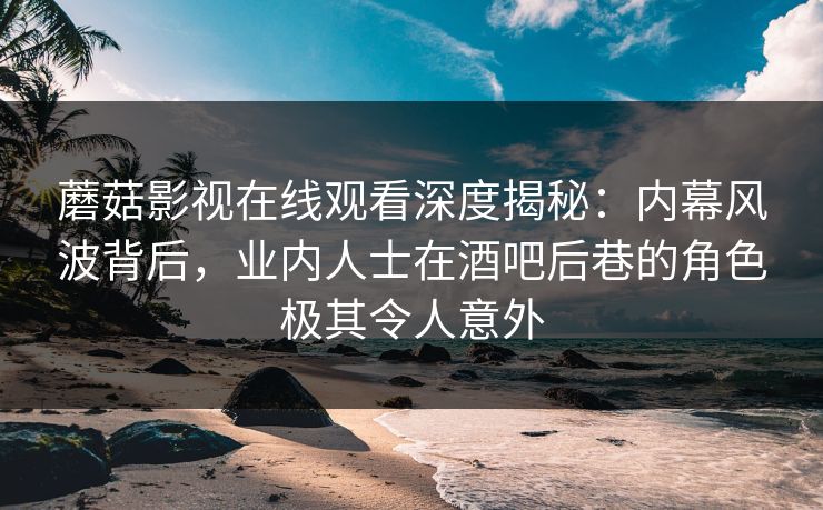 蘑菇影视在线观看深度揭秘:内幕风波背后,业内人士在酒吧后巷的角色极其令人意外 蘑菇影视在线观看深度揭秘:内幕风波背后,业内人士在酒吧后巷的角色极其令人意外