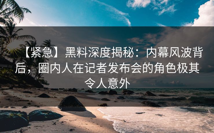 【紧急】黑料深度揭秘:内幕风波背后,圈内人在记者发布会的角色极其令人意外 【紧急】黑料深度揭秘:内幕风波背后,圈内人在记者发布会的角色极其令人意外